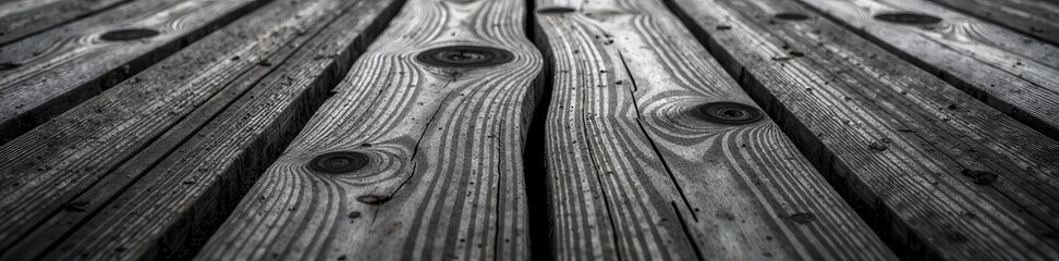 Striking monochrome wood plank; prominent grain, knots, and texture , aged wood, black and white