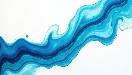 Fototapeta premium Abstract swirling blue-turquoise watercolor, fluid motion , current, serene, background
