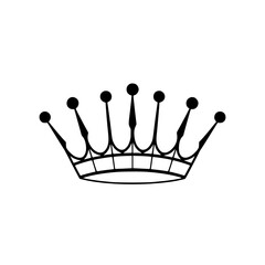 Monochromatic royal crown, black and white crown on a white background.