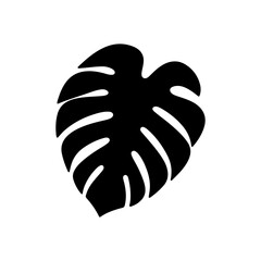 Single cute monstera leaf silhouette icon vector flat illustration design on white background.