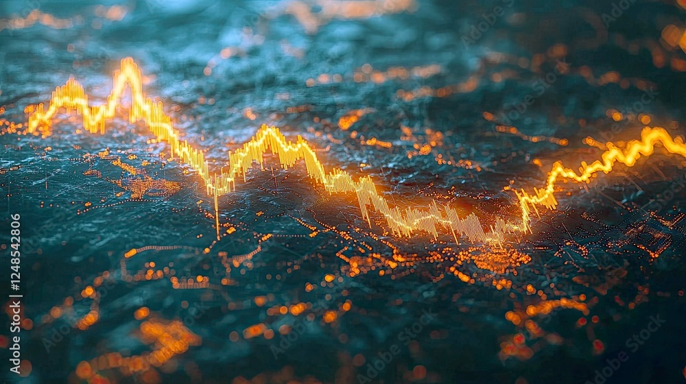 Aufkleber dynamic stock market visualization: abstract financial chart representing growth and decline trends 