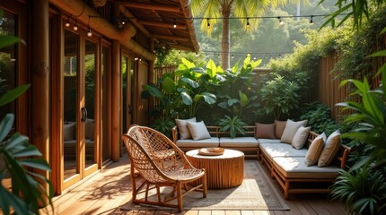 Obraz premium Tropical Patio with Bamboo Furniture