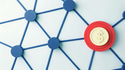 Business Network Connection with Dollar Sign on Central Node