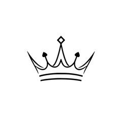 Minimalist Crown: A Black and White Illustration of a Crown on a White Backdrop, Showing Simplicity.