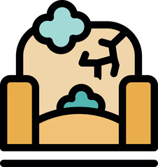 Painting depicts a parched desert scene with cracked earth, minimal vegetation, and a sense of aridity and desolation