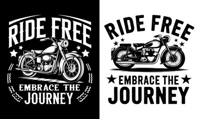Obraz premium Ride Free T-Shirt Design - Embrace the Journey with Bold Motorcycle Graphics. Perfect for Bikers and Motorcycle Enthusiasts Who Love Adventure and Freedom on the Open Road!