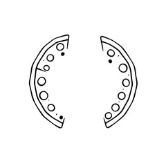 Symmetrical pizza halves with dotted circles on white background.