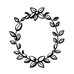 Ornamental floral wreath, simplistic design, clean, minimalist and elegant.