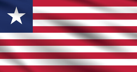Liberia flag official colors and proportion digital vector illustration. Pleated flag.