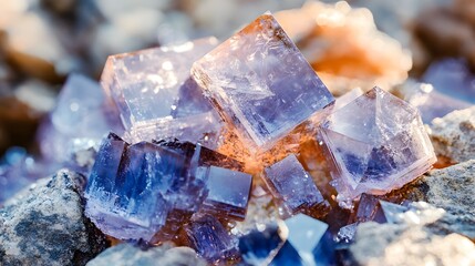 Fototapeta premium Magnifying the Exquisite Details of Jeremejevite Crystals in a Natural and Beautiful Habitat