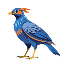 Obraz premium Stylized illustration of a majestic blue bird with orange crest and accents