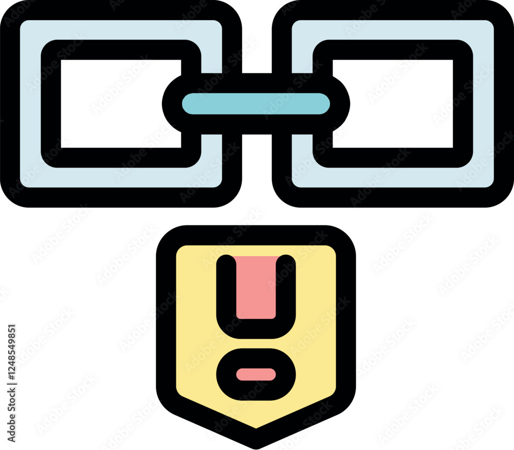 Poster hyperlink warning is representing unsafe connection and cyber security threat with exclamation mark
