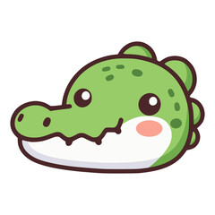 cute crocodile head wild animal flat color vector illustration template design