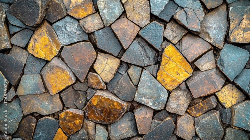 Poster irregular stone wall texture: a rustic and abstract background image for design projects