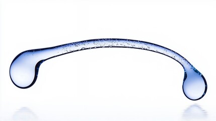 Abstract Blue Water Droplets Arching on White Background