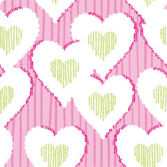 Hand Draw line Heart Stripe Seamless Pattern Wallpaper, Valentine's day Graphic Background 