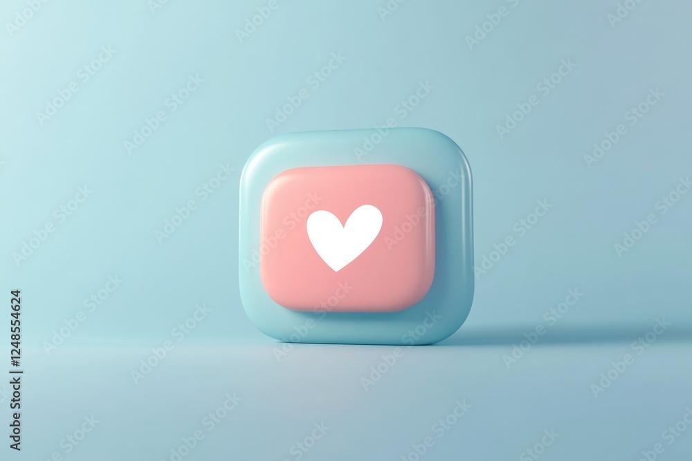 Poster sleek follow button design. modern icons on soft blue backdrop in 3d render