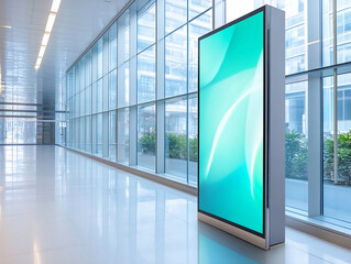 Digital display in a modern lobby