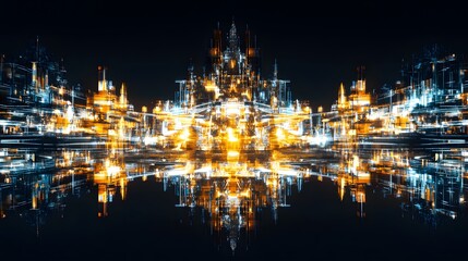 Fototapeta premium Futuristic City Skyline at Night