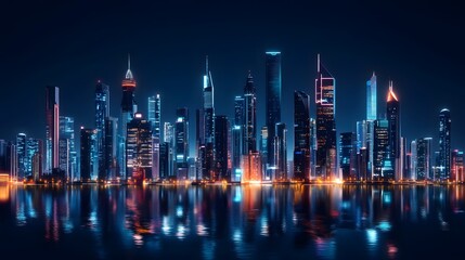 Fototapeta premium Futuristic Cyberpunk City Skyline