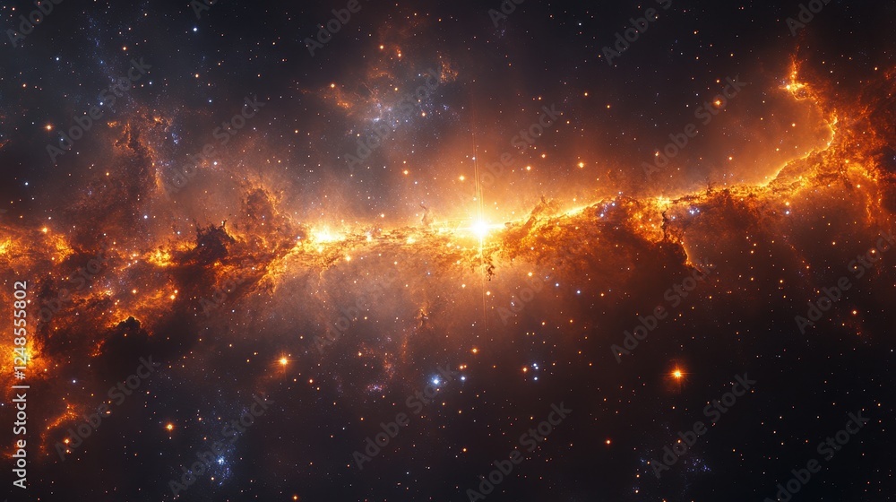 Poster cosmic nebula fiery clouds in deep space