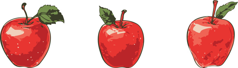 Apple vector illustration clipart set isolated on white transperent background