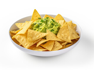 A Bowl of Guacamole with Tortilla Chips