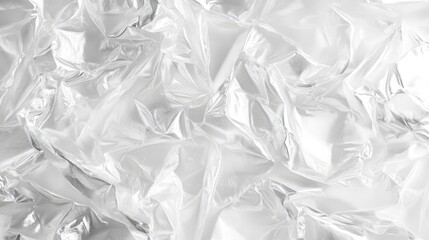 Obraz premium Crumpled White Film Texture. Soft Surface Enhancing the Aesthetic of Plastic Material