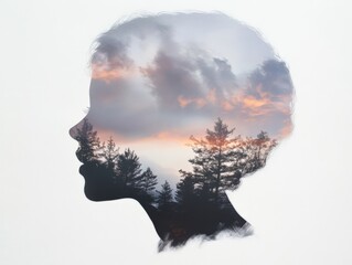 silhouette of a person with nature imagery inside