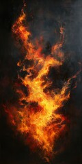 Fuego: Captivating Blaze with Textured Background of Smoldering Flames and Ethereal Smoke