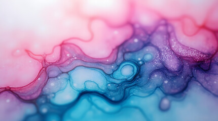Abstract Ink Painting: Pink, Purple, and Blue Watercolor Texture Background - Fluid Art Design with Alcohol Ink Effect