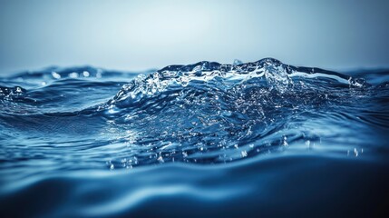 Ocean wave closeup, bubbly texture, blue water, calm background, nature