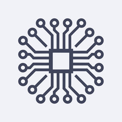 Minimalist Circuit Technology Logo Vector AI Design.