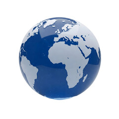 Blue globe isolated on transparent background 