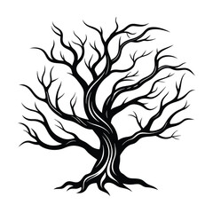 Obraz premium Leafless Dead Tree Silhouette Symbol, Tree without Leaves Vector Illustration