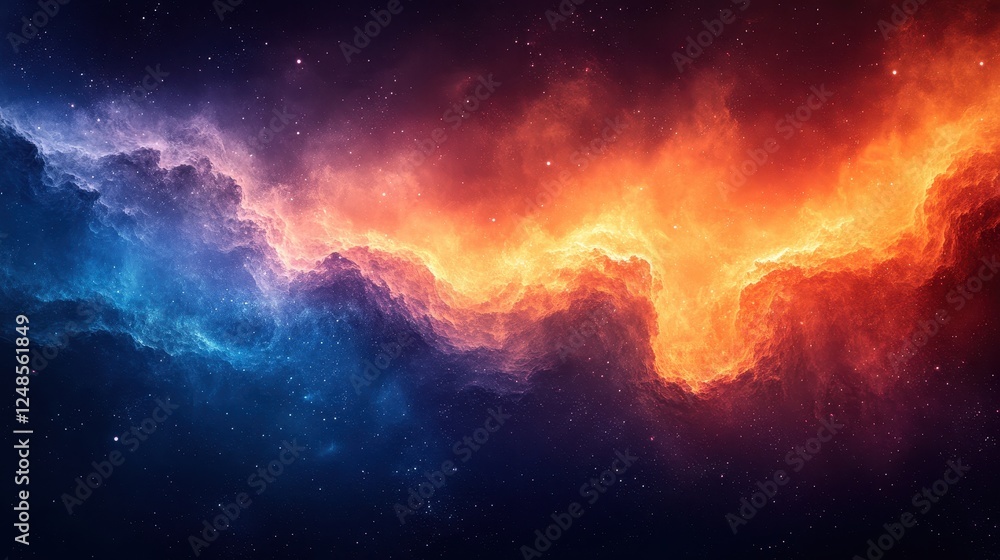 Poster cosmic nebula fiery and icy clouds in space