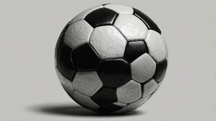 Obraz premium Black And White Soccer Ball On Grey Background