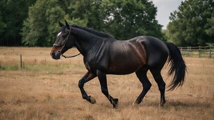 Brown Horse Walking In A Field