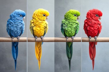 Obraz premium Colorful parrots perched on a branch nature scene wildlife photography close-up view