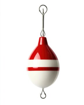 recommend clip art: Vibrant Red and White Fishing Bobber Isolated on Clean Background for Anglers and Fishing Enthusiasts