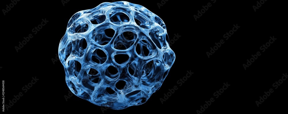 Aufkleber abstract blue mesh structure resembling a cell or molecular formation, showcasing intricate patterns