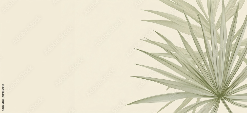 Poster elegant palm leaf design with soft pastel background, showcasing intricate leaf patterns and texture