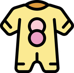 Yellow baby garment with number eight celebrating international women's day