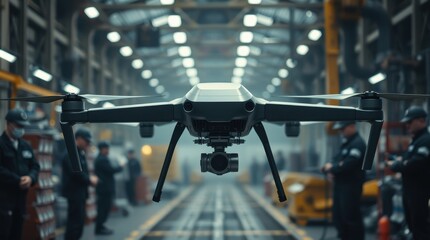 A high-tech modern drone hovers