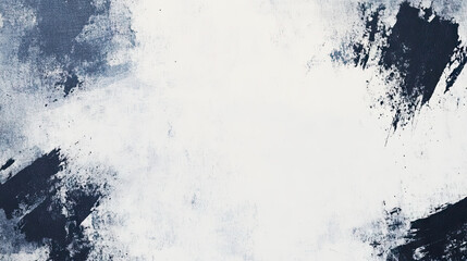 Abstract grunge background with textured black brushstrokes on a white surface