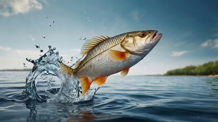 Jumping Fish Splashing Water