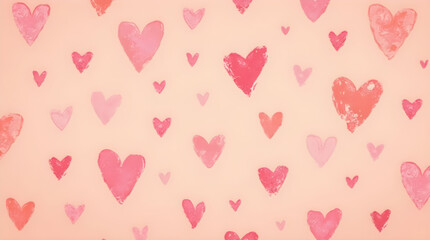 Watercolor Hearts Pattern Background: Pink & Red Love Heart Illustration for Valentine's Day, Romantic Design, Cute Texture