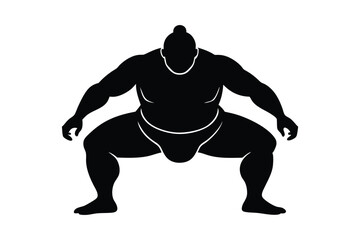 A silhouette vector illustration of a male sumo wrestler.eps