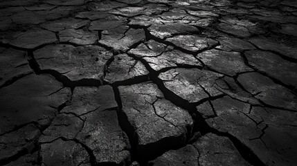 Cracked dry earth, arid landscape, drought, texture background, environmental issues