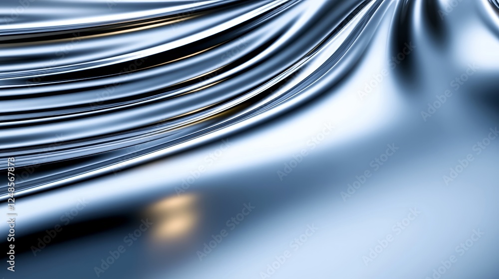 Poster abstract metallic surface with flowing lines and reflections, creating a dynamic visual effect